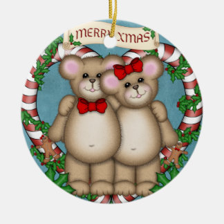 Weihnachtspaare Bär Keramikornament