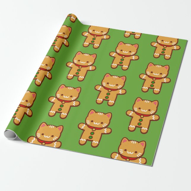 WeihnachtsPackpapier - LEBKUCHENCAT Geschenkpapier (Ungerollt)