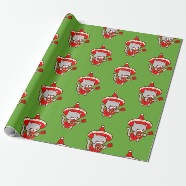 WeihnachtsPackpapier - MEOWIACHI CAT Geschenkpapier (Ungerollt)