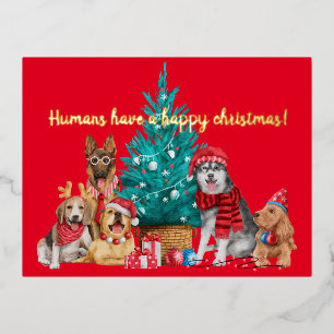 Weihnachtspackung unter der Baumpostkarte Folien Feiertagspostkarte