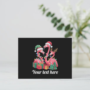 Weihnachtspalm Flamingo Personalisierte Weihnachts Feiertagspostkarte