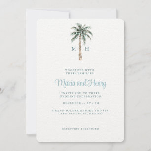 Weihnachtspalme   Beach Wedding Monogram Einladung