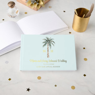 Weihnachtspalme Beach Wedding Monogram Gästebuch