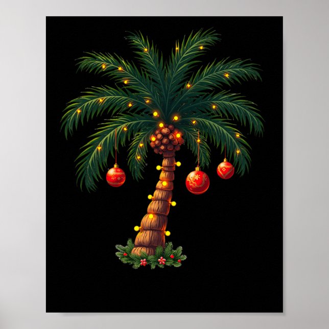 Weihnachtspalme Tree Festliche Lichter Niedlich Tr Poster (Vorne)