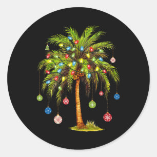 Weihnachtspalme Tree Light Hawaiian Tropical Xmas Runder Aufkleber