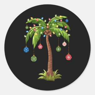 Weihnachtspalme Tree Light Hawaiian Tropical Xmas  Runder Aufkleber