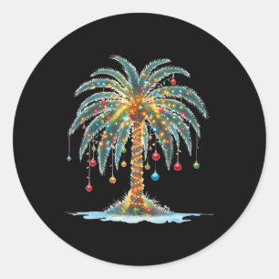 Weihnachtspalme Tree Xmas Light Matching Family Ho Runder Aufkleber