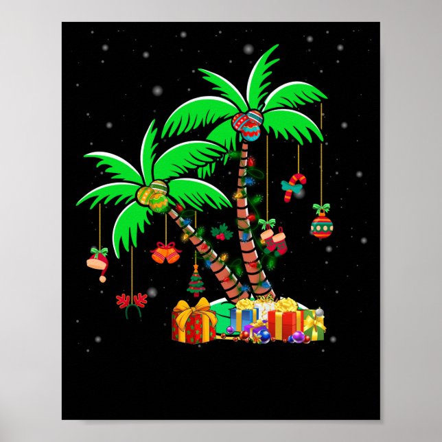 Weihnachtspalme tropische Xmas Kokospalmen Lichter Poster (Vorne)