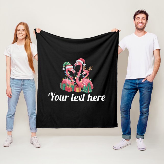 Weihnachtspalmen-Flamingo personalisierte Weihnach Fleecedecke (Beispiel)