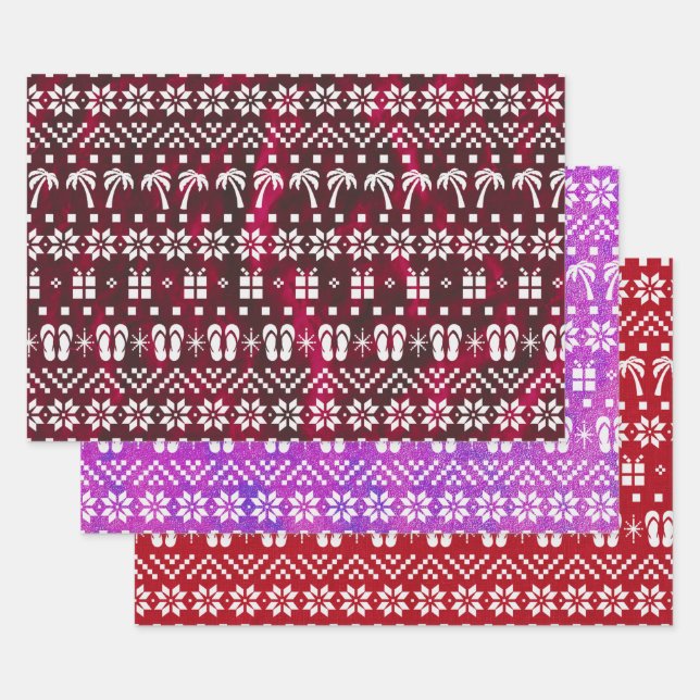 Weihnachtspalmen und Flip Flops Geschenkpapier Set (Set)