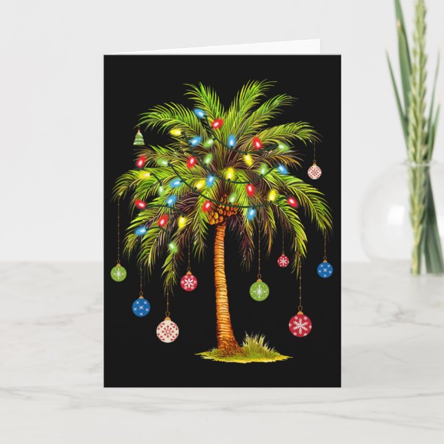 Weihnachtspalmenbaum Licht Hawaiianisch Tropisch X Karte (Vorderseite)