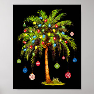 Weihnachtspalmenbaum Licht Hawaiianisch Tropisch X Poster