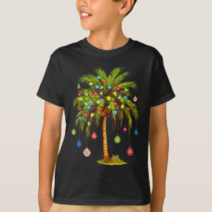 Weihnachtspalmenbaum Licht Hawaiianisch Tropisch X T-Shirt