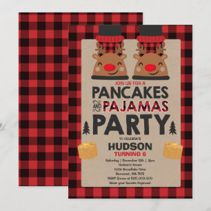 Weihnachtspancakes und Pajamas laden Lumberjack ei Einladung