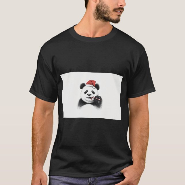 Weihnachtspanda-Kaffeetasse T-Shirt (Vorderseite)
