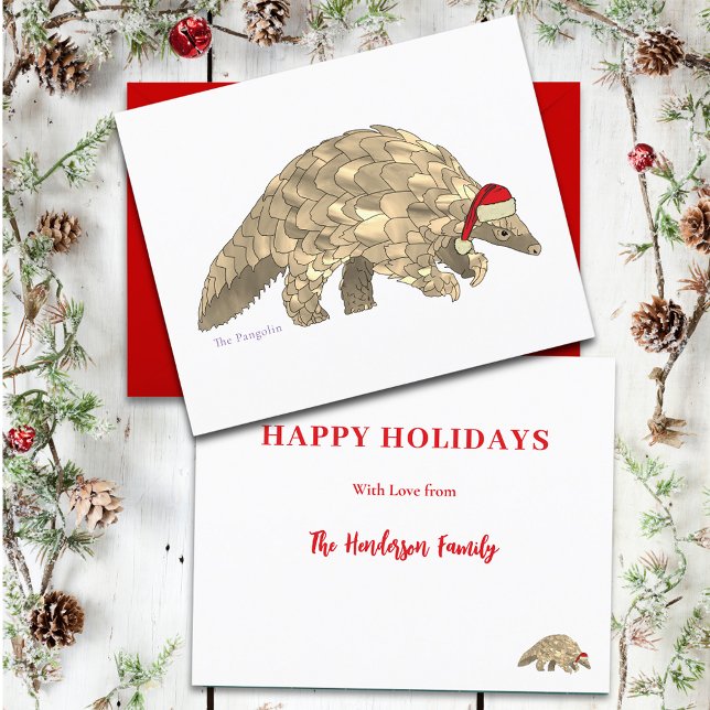 Weihnachtspangolin Custom Feiertagskarte (Cute christmas pangolin custom holiday card)