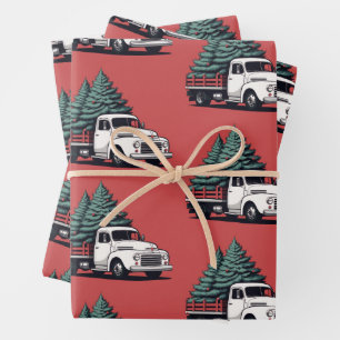 Weihnachtspapier Baum-LKW-Muster Geschenkpapier Set
