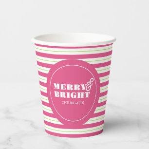 Weihnachtspapier Cups Merry & Bright Pink und Gree Pappbecher