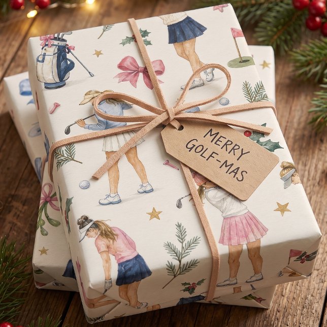 Weihnachtspapier für Damen-Golf Geschenkpapier Set (Von Creator hochgeladen)