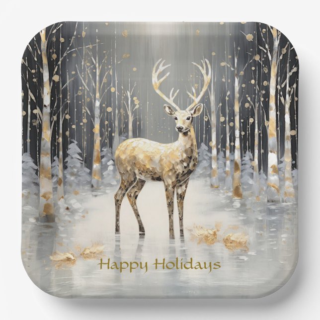 Weihnachtspapier für den Goldenen Weihnachtsmann Pappteller (Vorderseite)