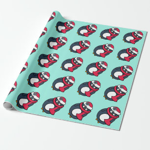 Weihnachtspapier für Kinder mit Pinguinen Geschenkpapier