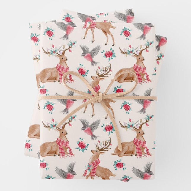 Weihnachtspapier für Waldtiere Geschenkpapier Set (Beispiel)