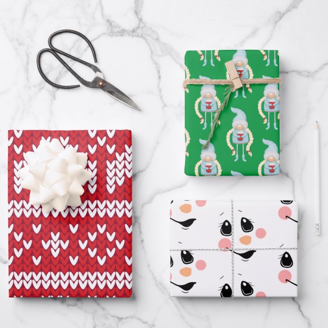 Weihnachtspapier Geschenkpapier Set (Vorderseite)
