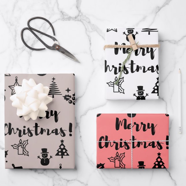 Weihnachtspapier Geschenkpapier Set (Vorderseite)