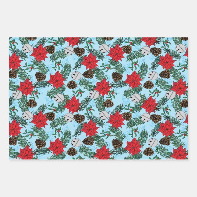 Weihnachtspapier in Blau Geschenkpapier Set (Vorderseite)