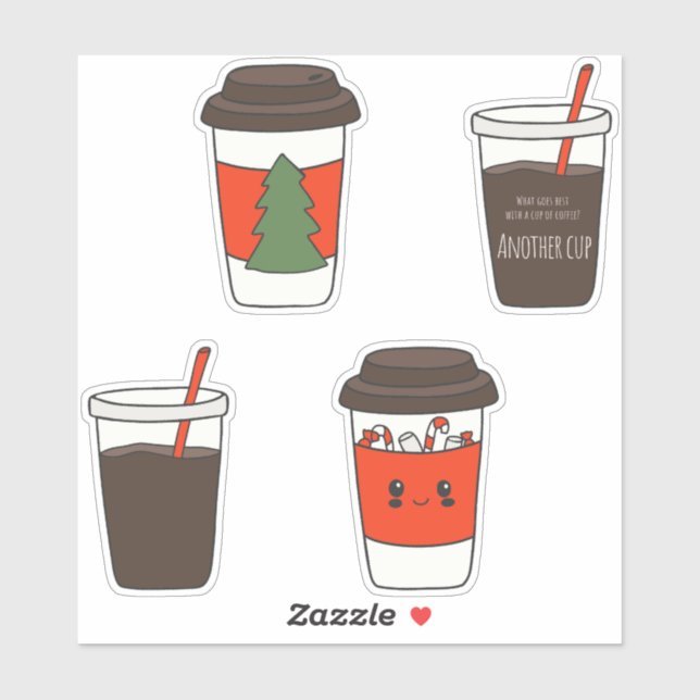 Weihnachtspapier Kaffeekuchen Lids Sleeves Stirrer Aufkleber (Blatt)