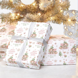 Weihnachtspapier Mädchenname Rosa Bär Geschenkpapier