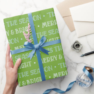 Weihnachtspapier Merry And Bright Grün Geschenkpapier