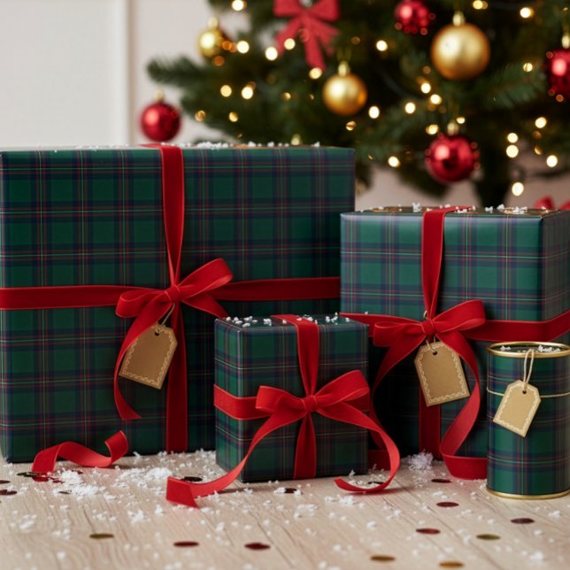 Weihnachtspapier mit dunkelgrünem Schottenmuster Geschenkpapier (Von Creator hochgeladen)