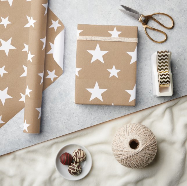 Weihnachtspapier mit einfachen Sternen Geschenkpapier (Kunsthandwerk)