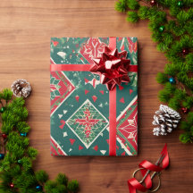 Weihnachtspapier mit festlicher Geometrie