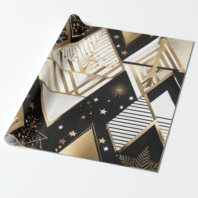 Weihnachtspapier mit geometrischen Formen Geschenkpapier (Ungerollt)