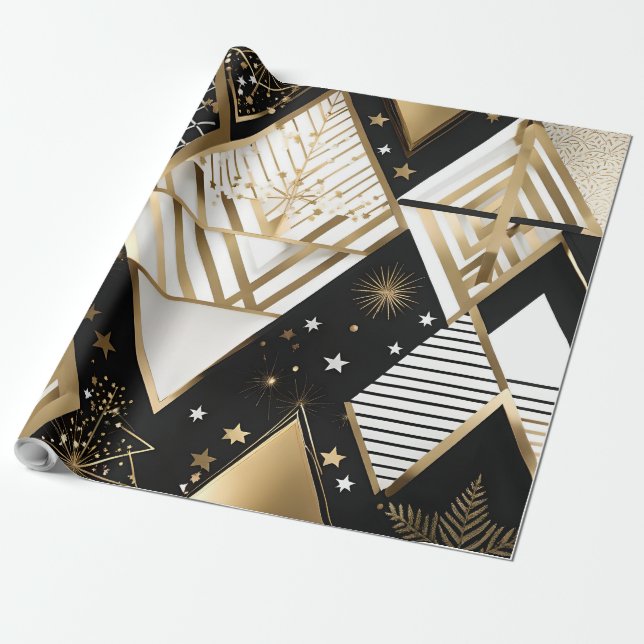 Weihnachtspapier mit geometrischen Formen Geschenkpapier (Ungerollt)