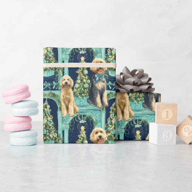 Weihnachtspapier mit Goldendoodle-Vignette Geschenkpapier (Babyparty)