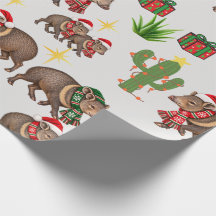 Weihnachtspapier mit Javelina-Familie