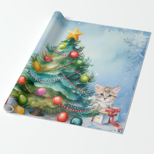 Weihnachtspapier mit Katzen spielen Geschenkpapier
