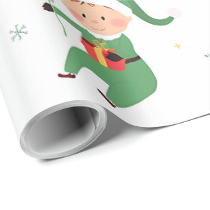Weihnachtspapier mit Kinder-Elf Geschenkpapier