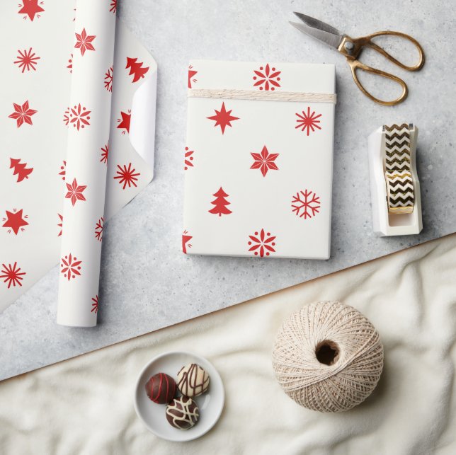 Weihnachtspapier mit rotem Muster Geschenkpapier (Kunsthandwerk)