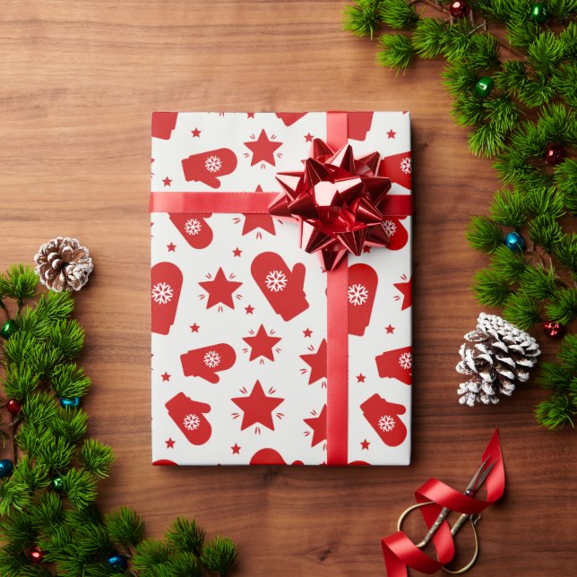 Weihnachtspapier mit rotem Muster Geschenkpapier (Feiertagsgeschenk)