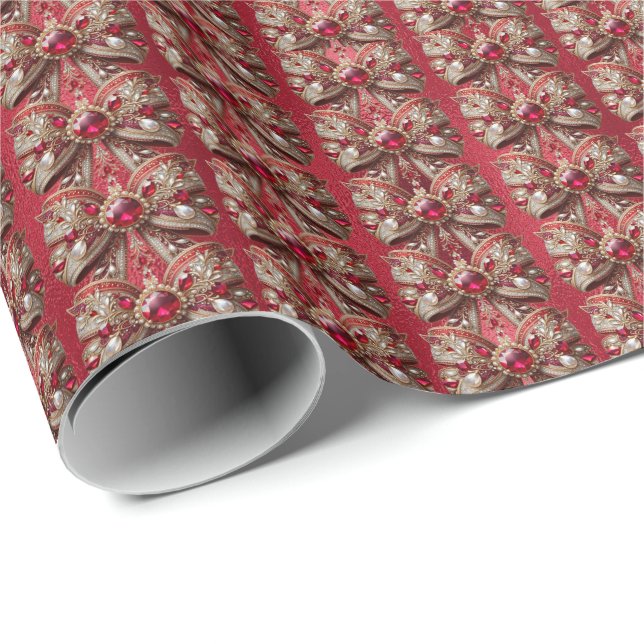 Weihnachtspapier mit roter Schleife Geschenkpapier (Rolleneckpunkt)