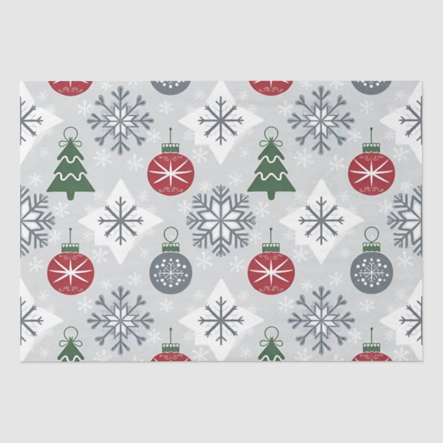 Weihnachtspapier mit Schneeflocken Seidenpapier (Vorderseite)