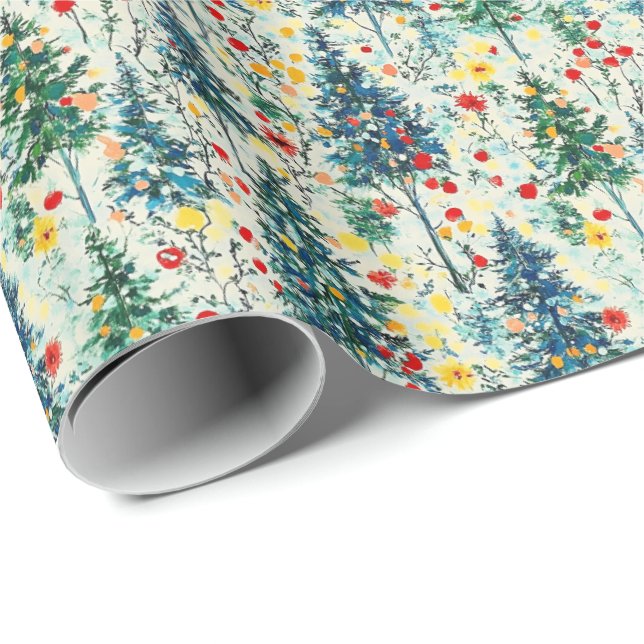 Weihnachtspapier mit Weihnachtsbäumen Geschenkpapier (Rolleneckpunkt)