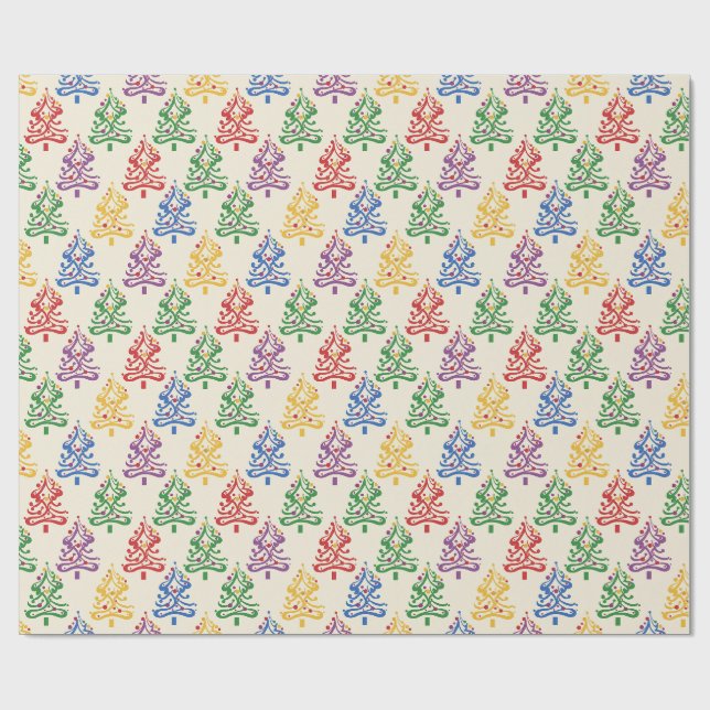 Weihnachtspapier mit Xmas-Baum-Motiv Geschenkpapier (Flach)