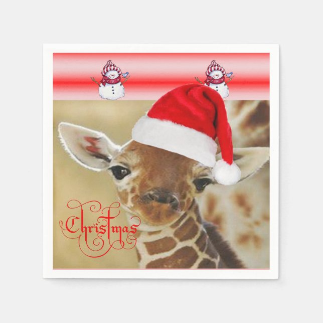 Weihnachtspapier Napkins Giraffe Serviette (Vorderseite)