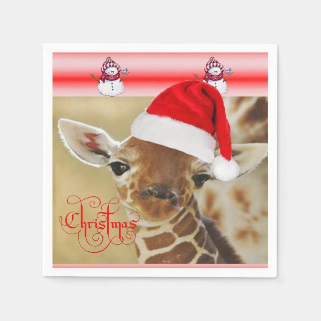 Weihnachtspapier Napkins Giraffe Serviette (Vorderseite)