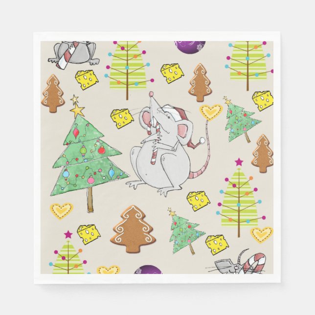 Weihnachtspapier Napkins, Maus Mäuse Käse Serviette (Vorderseite)